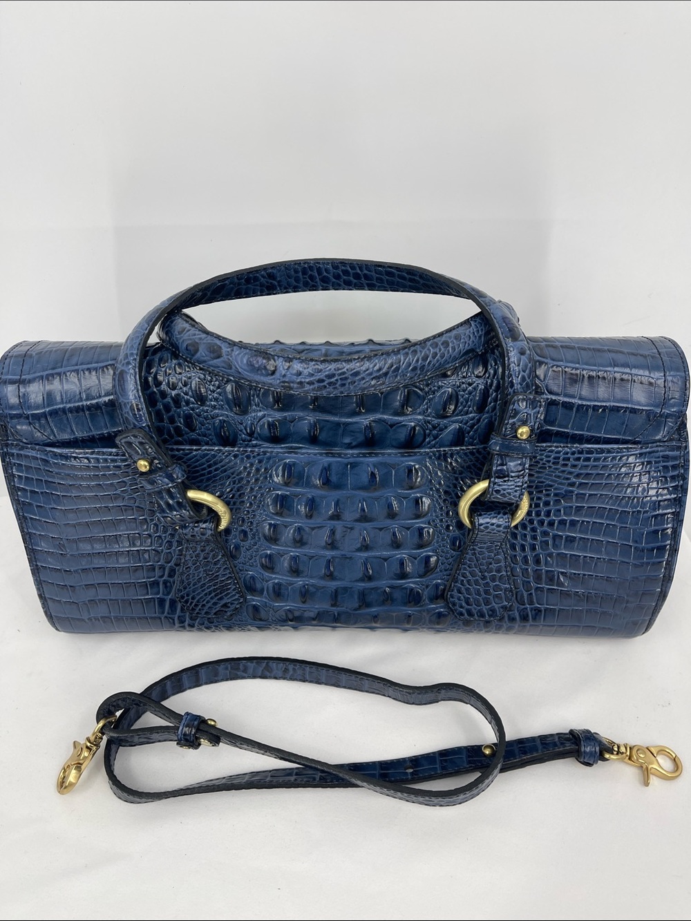 BRAHMIN Blue Croc-Embossed Tote Bag - Designer Style LIKE NEW - Picture 7 of 14